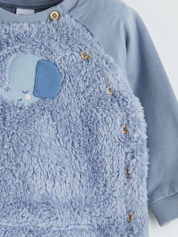 LCW Baby Blue Plush Pajama Set for Boys