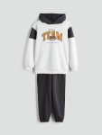 LCW Kids Gray Hooded Boys Sweatshirt Set