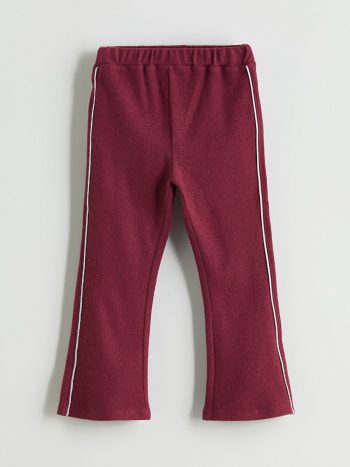 LCW Kids Burgundy Elastic Waist Flared Leggings for Girls - Set of 2