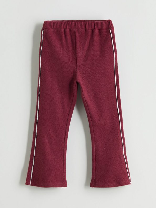 LCW Kids Burgundy Elastic Waist Flared Leggings for Girls - Set of 2