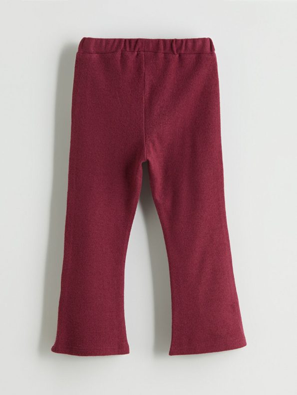 LCW Kids Burgundy Elastic Waist Flared Leggings for Girls - Set of 2