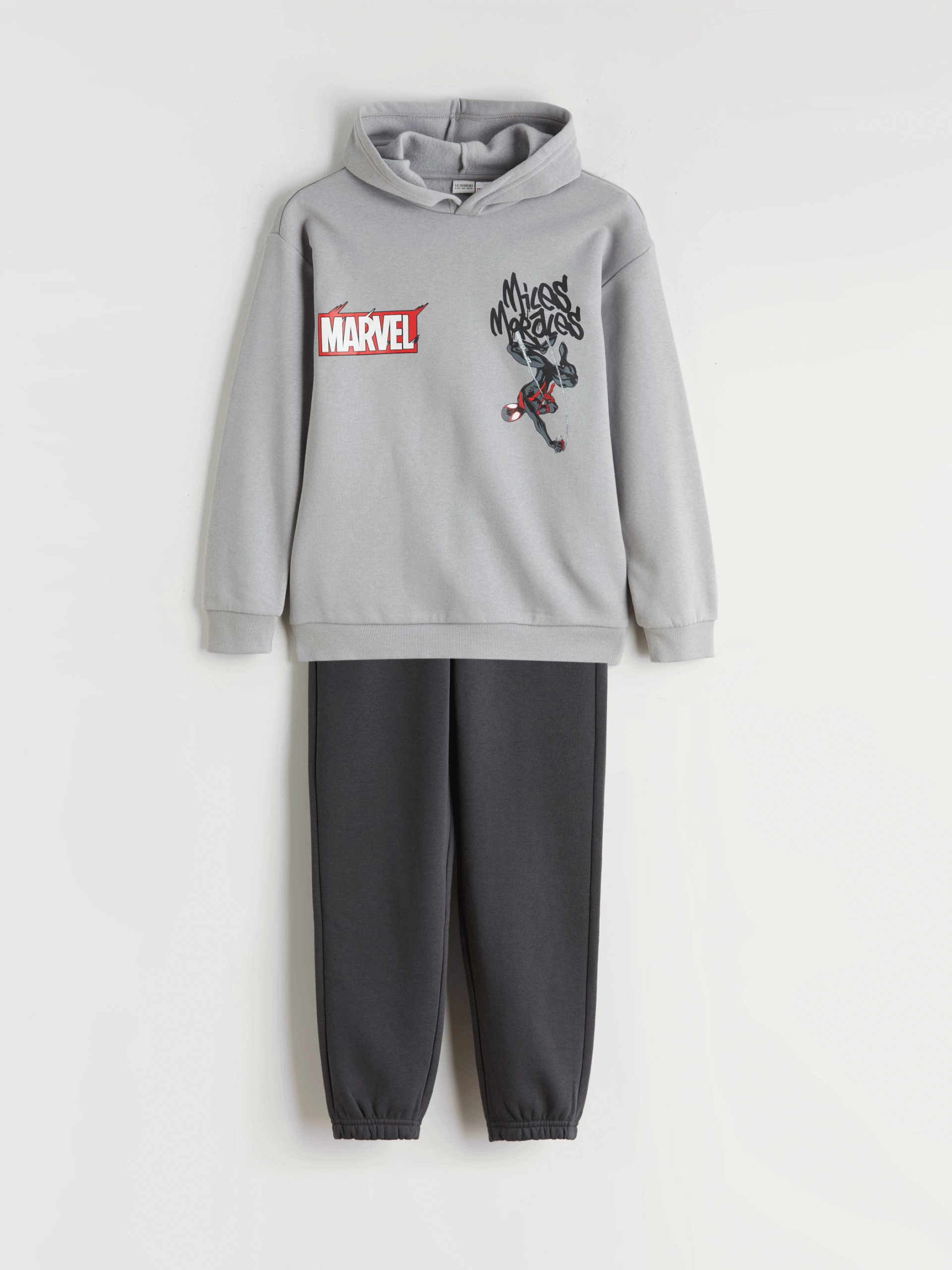 l_20252-w5dc92z4-r10_a.gif LCW Kids Grey Hooded Spider-Man Printed Boys Sweatshirt Set