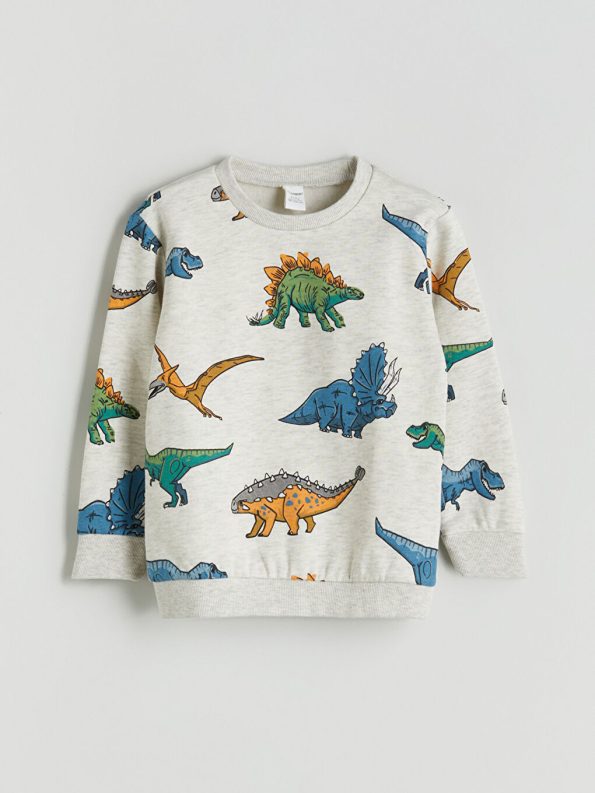 LCW Kids Mixed Dinosaur Print Boys Thick Sweatshirt