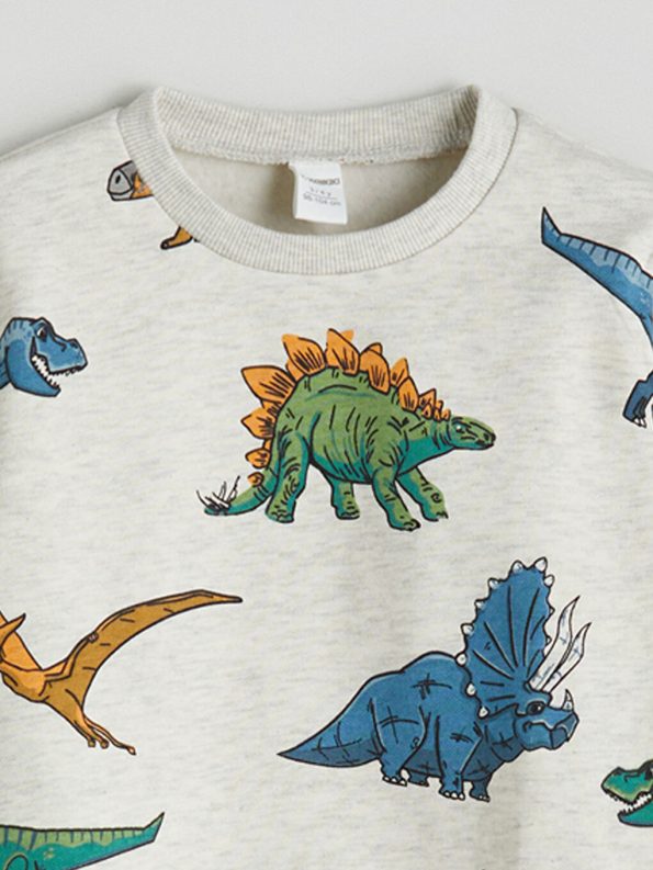 LCW Kids Mixed Dinosaur Print Boys Thick Sweatshirt