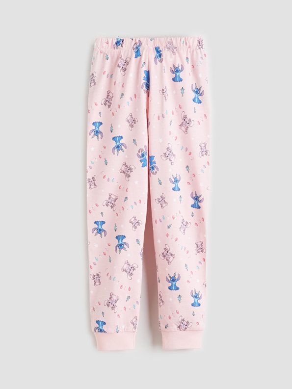 LC WAIKIKI White Lilo & Stitch Printed Girls' Pajama Set