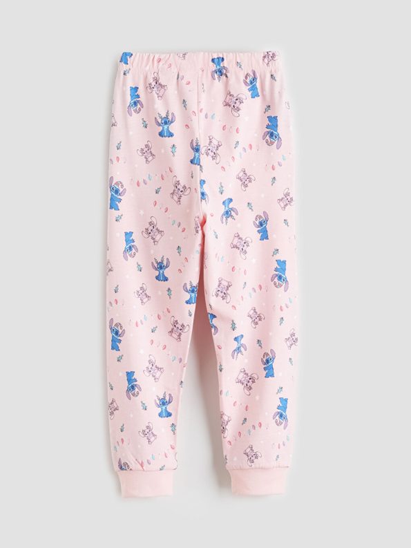 LC WAIKIKI White Lilo & Stitch Printed Girls' Pajama Set