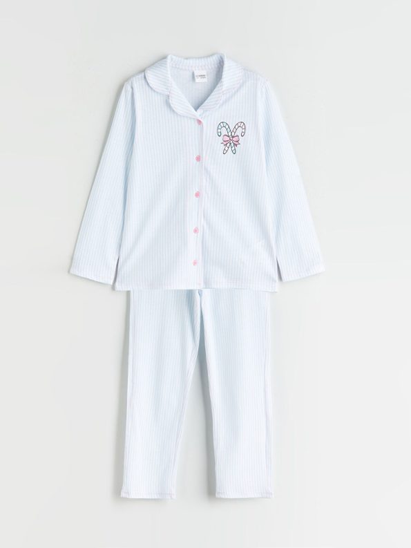 LCW Kids White Collar Girls Pajama Set