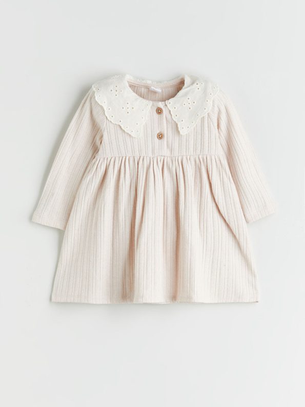 LCW Baby Beige Peter Pan Collar Dress for Girls