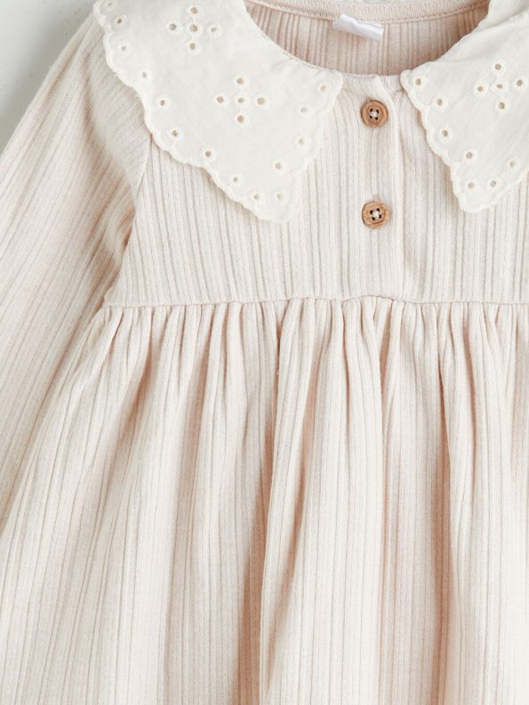 LCW Baby Beige Peter Pan Collar Dress for Girls