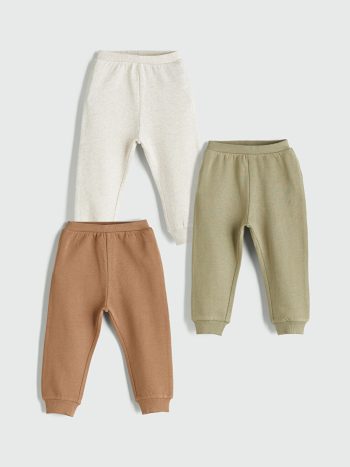 LCW Baby Haki Elastic Waist Basic Boys Jogger Pants 3-Pack