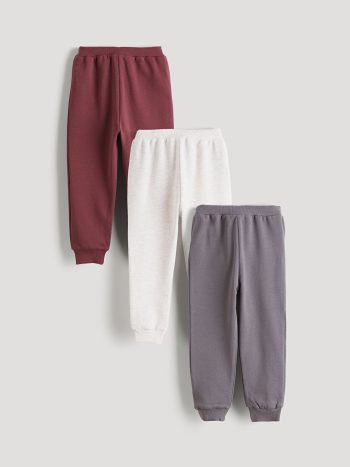 LCW Baby Burgundy Elastic Waist Basic Boy's Jogger Pants Set of 3