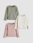 LCW Baby Cream Bicycle Neck Girl Baby T-Shirt Set of 3