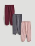 LCW Baby Burgundy Elastic Waist Basic Girl Jogger Pants Set