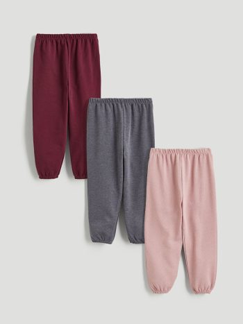 LCW Baby Burgundy Elastic Waist Basic Girl Jogger Pants Set