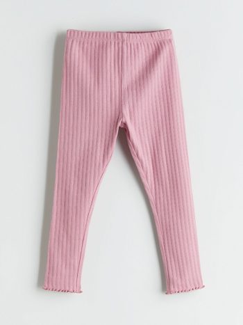 LCW Baby Pink Ribbed Leggings Set for Girls