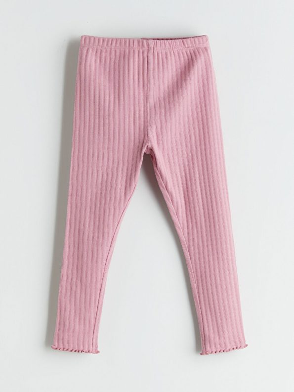 LCW Baby Pink Ribbed Leggings Set for Girls