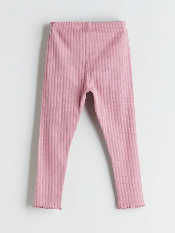 LCW Baby Pink Ribbed Leggings Set for Girls