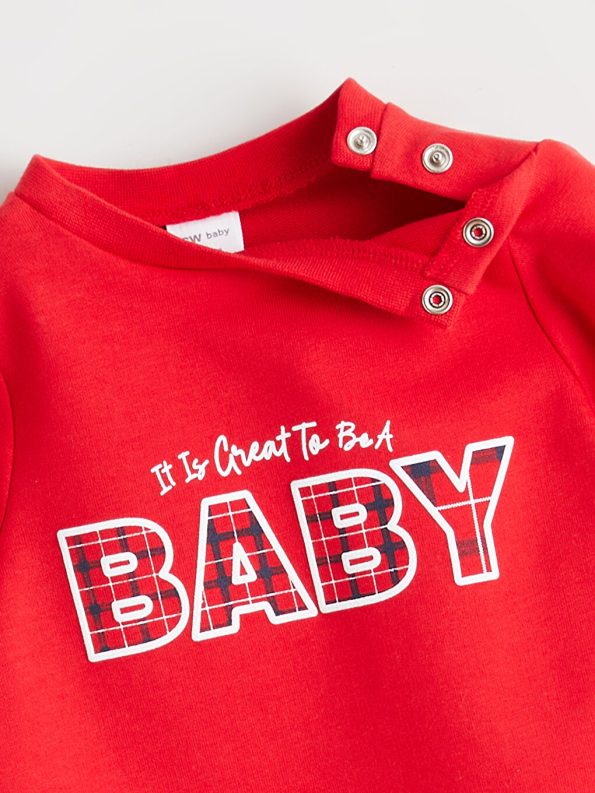 LCW Baby Red Printed Boys' Romper