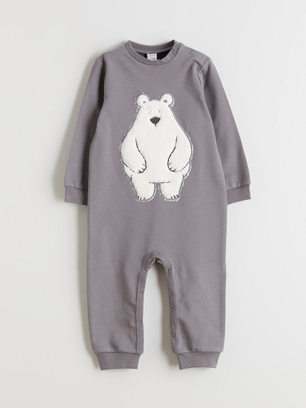 l_20252-w5fa57z1-yw8_a.jpg LCW Baby Gray Bear Printed Baby Overall