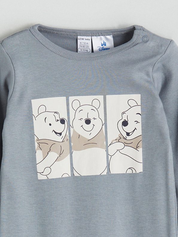 LCW Baby Gray Winnie The Pooh Licensed Boys' Romper Set