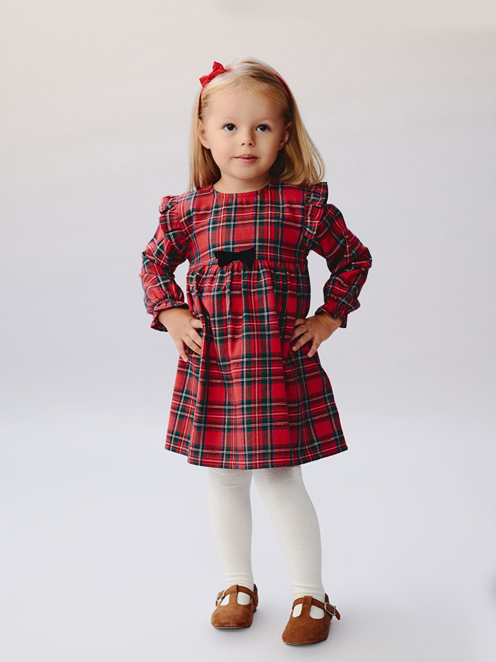 l_20252-w5fb83z1-lpa-93-15_6.jpg LCW Baby Red Checkered Bicycle Neck Dress for Girls