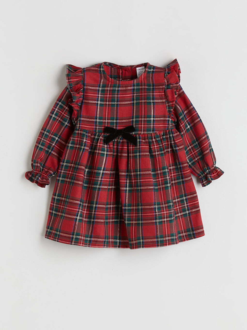 l_20252-w5fb83z1-lpa_a.jpg LCW Baby Red Checkered Bicycle Neck Dress for Girls