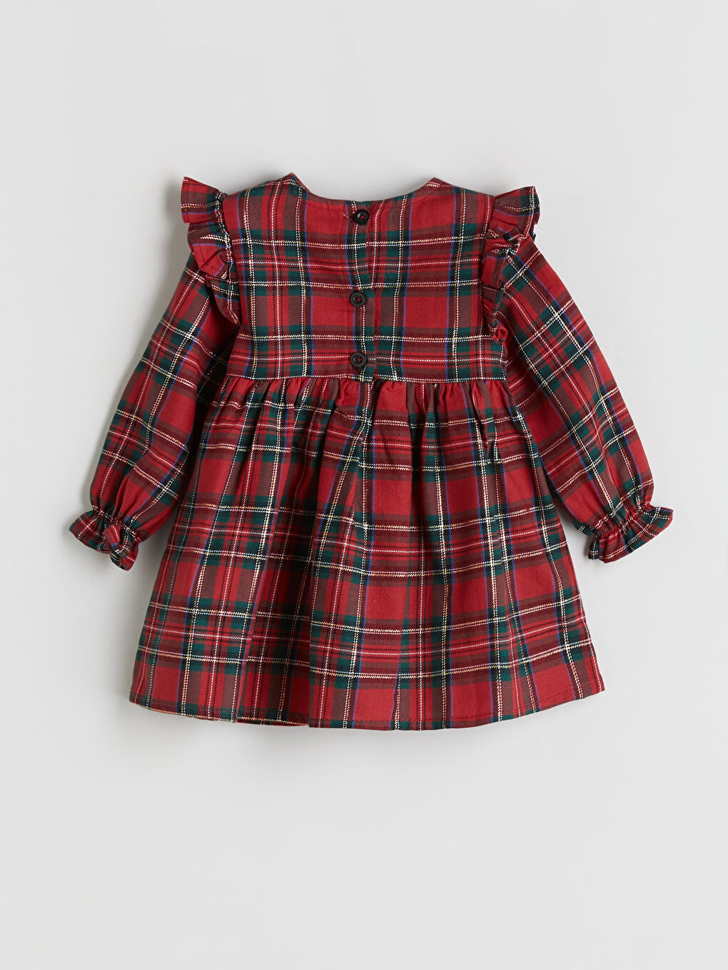 l_20252-w5fb83z1-lpa_a1.jpg LCW Baby Red Checkered Bicycle Neck Dress for Girls