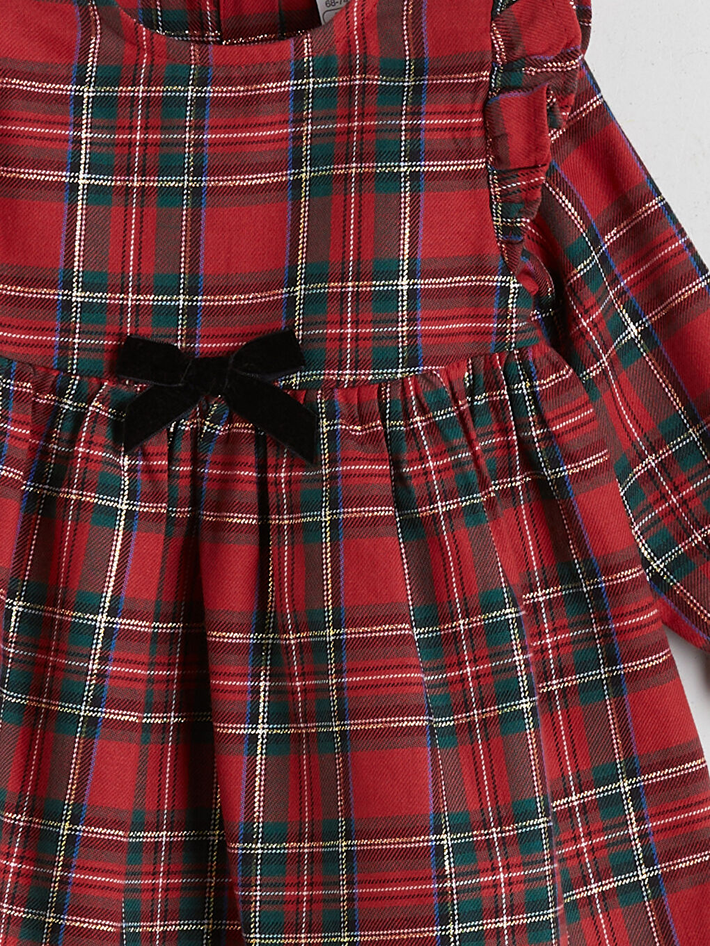 l_20252-w5fb83z1-lpa_a2.jpg LCW Baby Red Checkered Bicycle Neck Dress for Girls