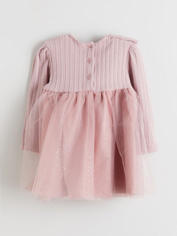 LCW Baby Pink Long Sleeve Dress for Girls