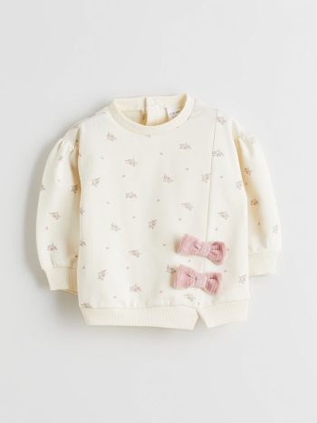 LCW Baby Cream Floral Girls Sweatshirt and Leggings
