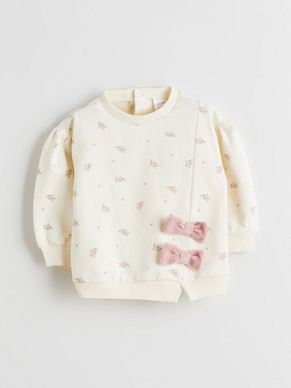 LCW Baby Cream Floral Girls Sweatshirt and Leggings