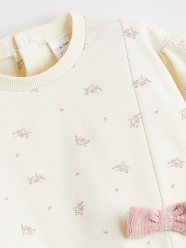 LCW Baby Cream Floral Girls Sweatshirt and Leggings
