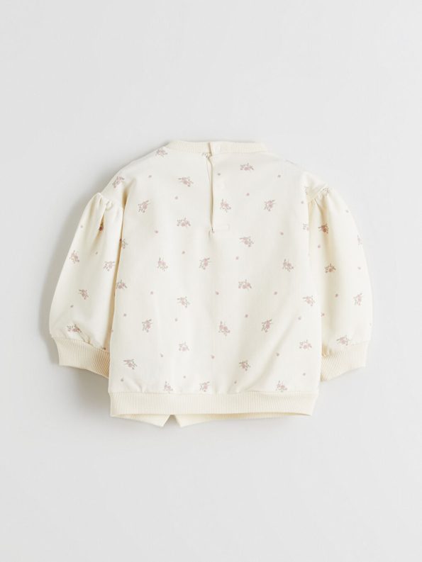 LCW Baby Cream Floral Girls Sweatshirt and Leggings