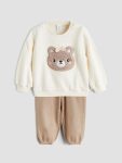 LCW Baby Beige Animal Figure Girls Sweatshirt and Pants