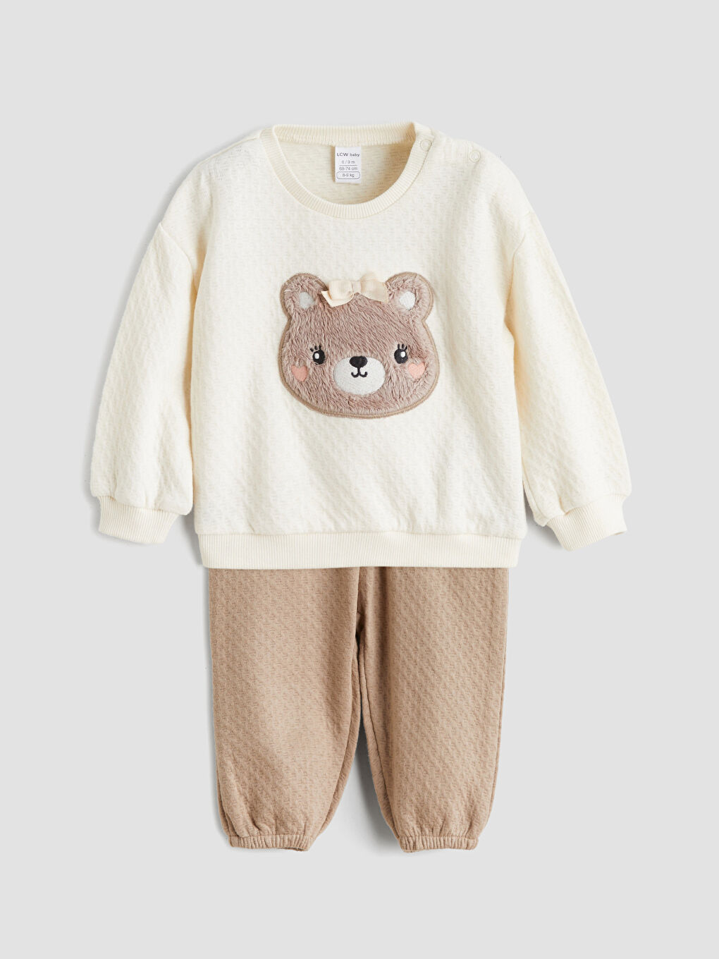 l_20252-w5fc64z1-s6r_a.jpg LCW Baby Beige Animal Figure Girls Sweatshirt and Pants