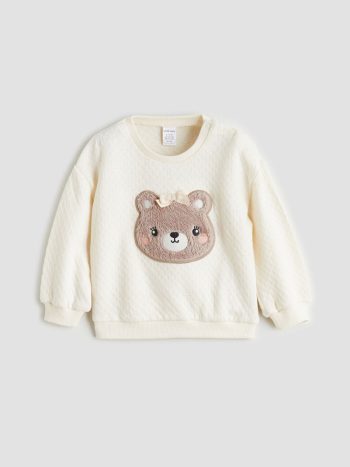 LCW Baby Beige Animal Figure Girls Sweatshirt and Pants