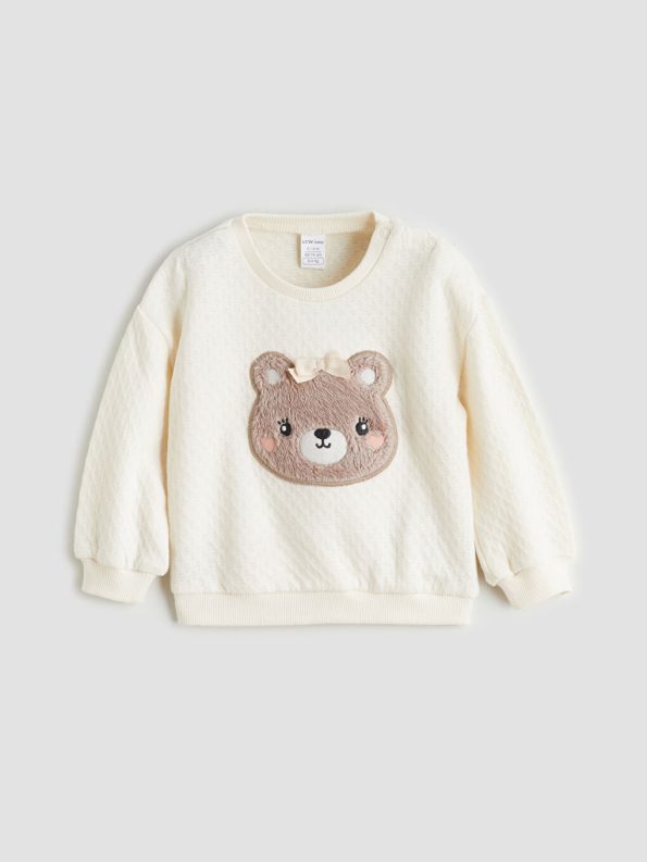 LCW Baby Beige Animal Figure Girls Sweatshirt and Pants