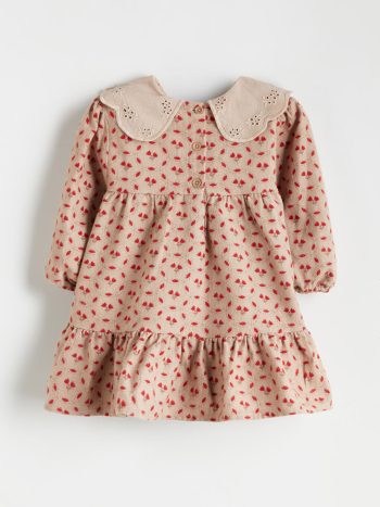 LCW Baby Beige Floral Peter Pan Collar Dress