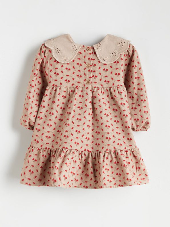LCW Baby Beige Floral Peter Pan Collar Dress