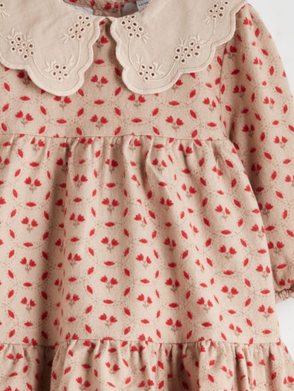 LCW Baby Beige Floral Peter Pan Collar Dress