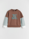 LCW Kids Brown Crew Neck Girls Sweatshirt