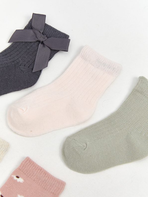 LCW Kids Gray Patterned Girl Baby Sock 5-Pack