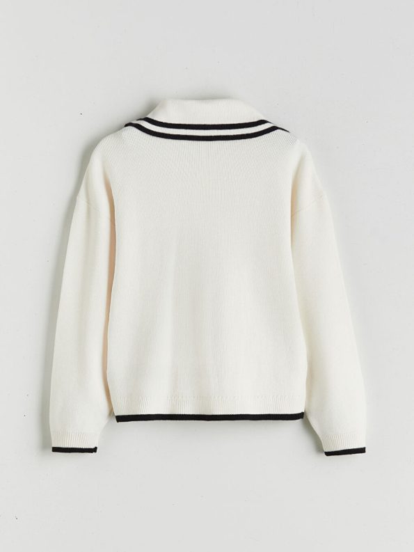 LCW Kids Cream Polo Collar Sweater for Girls