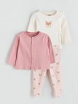 LCW Baby Pink Printed 3-Piece Set for Girls