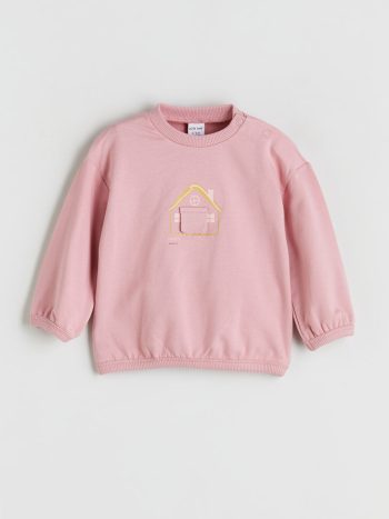 LCW Baby Pink Printed Girl Sweatshirt and Leggings Set