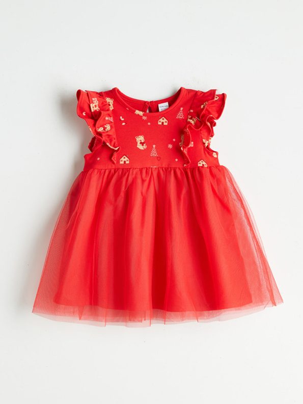 LCW Baby Red Bicycle Neck Tutu Dress for Girls
