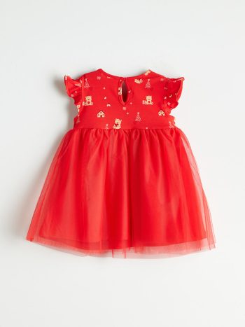 LCW Baby Red Bicycle Neck Tutu Dress for Girls