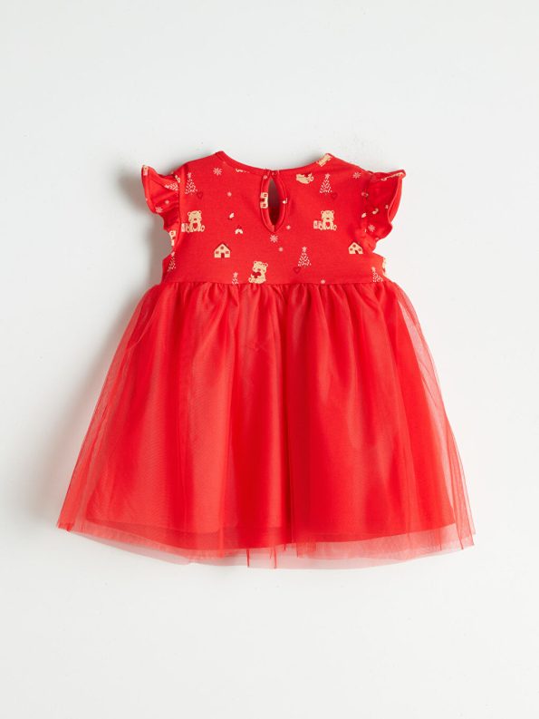 LCW Baby Red Bicycle Neck Tutu Dress for Girls