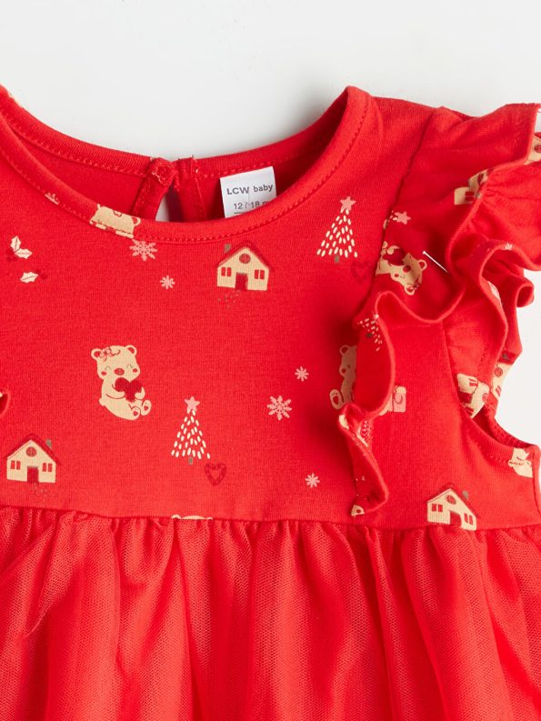 LCW Baby Red Bicycle Neck Tutu Dress for Girls