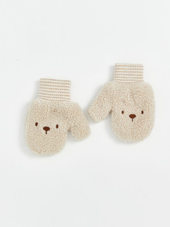 LCW Baby Beige Animal Embroidered Boy's Gloves
